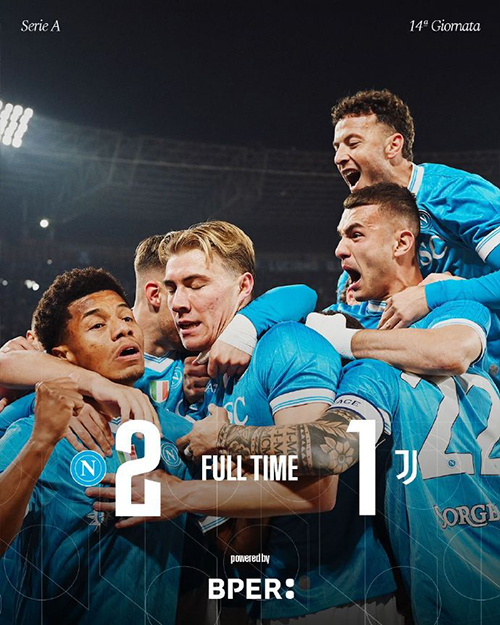 意甲-那不勒斯2-1尤文图斯 霍伊伦双响 伊尔迪兹破门